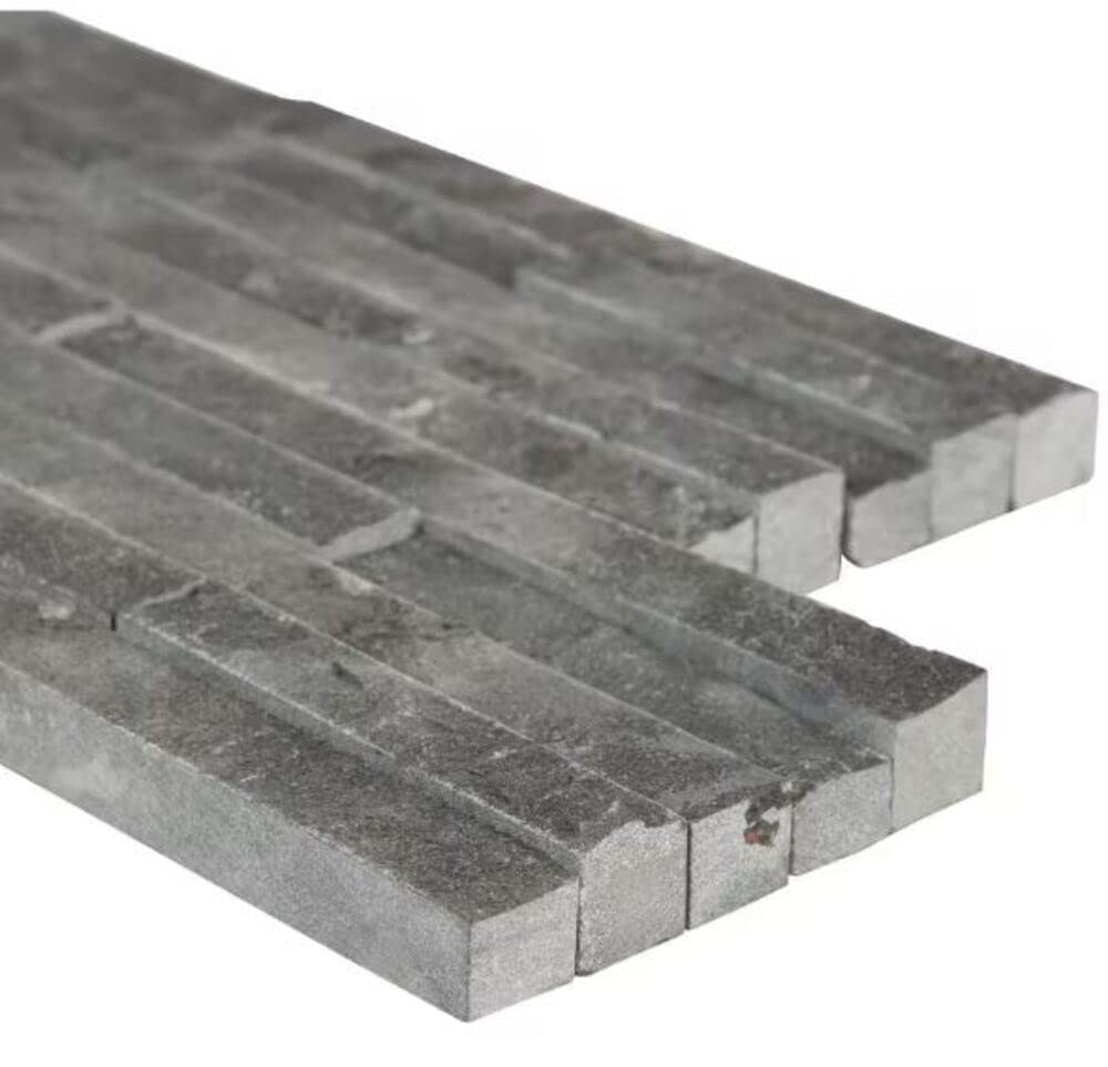 Grey Charcoal Marble 6 in. x 24 in. Natural Stone Ledger Wall Panel Split Face Finish for Backsplash, Accent
