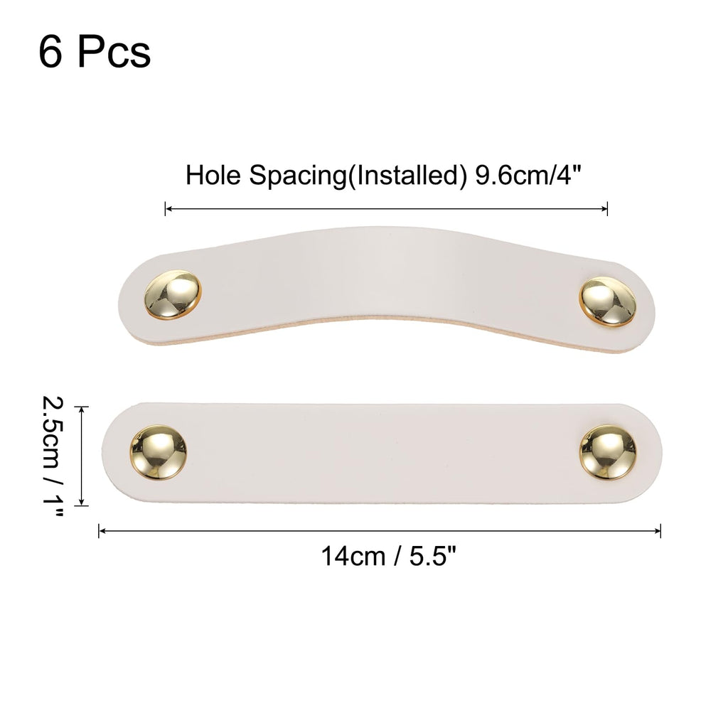 6 Packs Leather Drawer Pulls Double Hole Knobs Dresser Handles