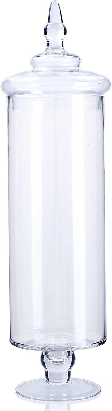 Handblown Glass Apothecary Jar with Pointed Finial - 20" - Clear
