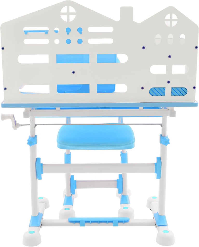 Adjustable Kids Desk & Chair Set Ergonomic Tilting Table with Storage Blue