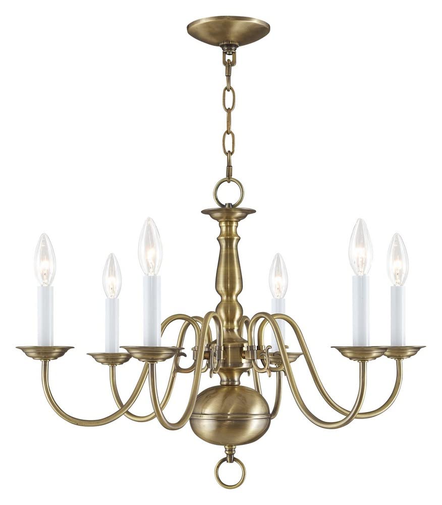 5006-04 Williamsburgh 6-Light Chandelier, Antique Brass
