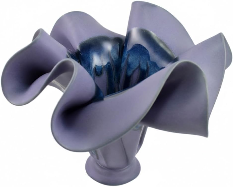 Contemporary Handmade Stoneware Pottery Ripple Vase in French Lilac, 7.5"
