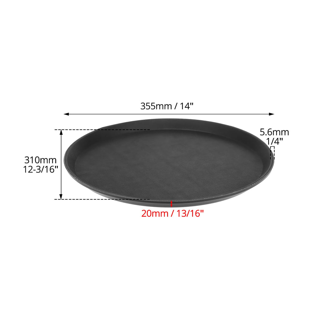 14-Inch Round Non-Slip Serving Tray Set - 4Pack Rubber Surface Drink & Meal Carrier, Café & Catering