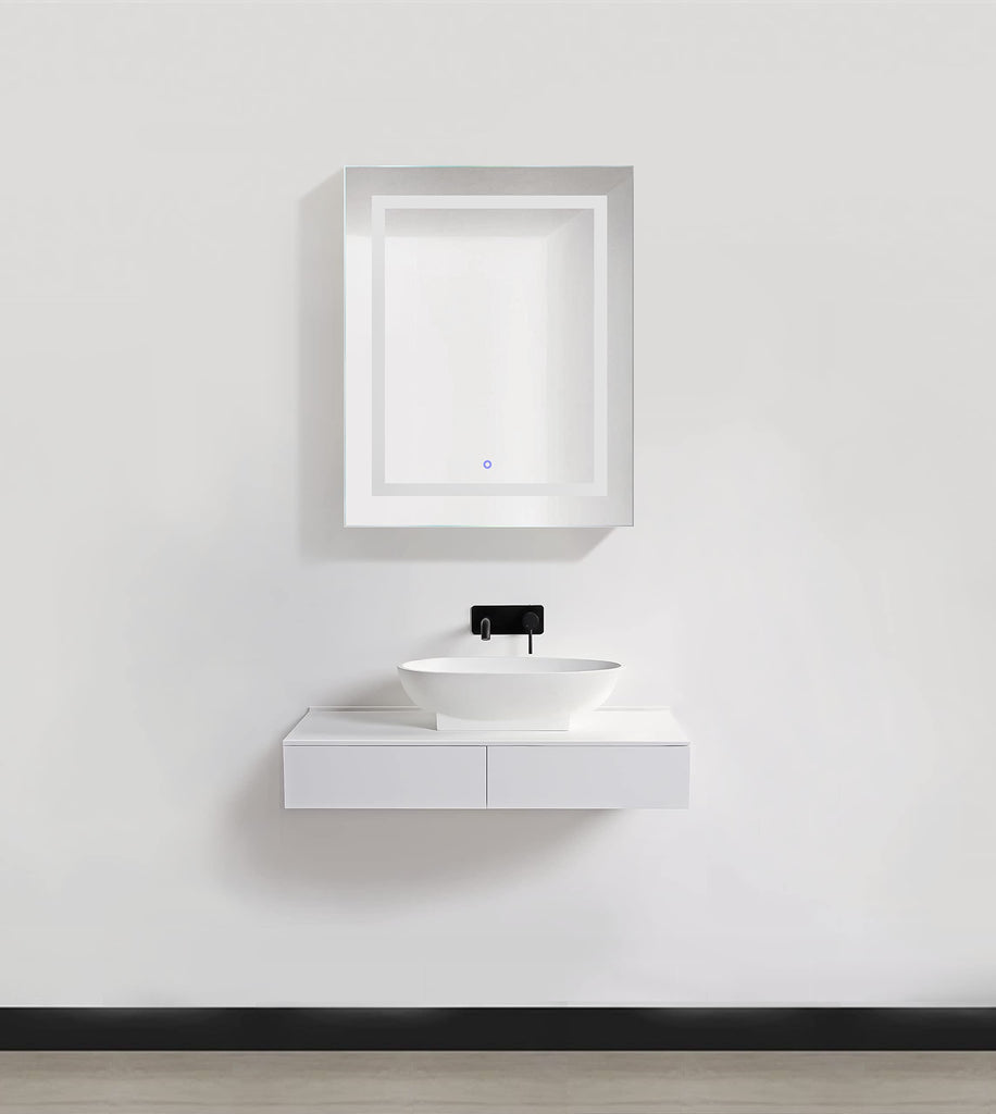 LED Medicine Cabinet 24 Inch X 30 Inch | Recessed or Surface Mount Mirror Cabinet w/Dimmer & Defogger + 3X Makeup