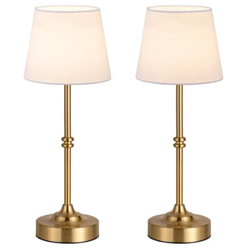 Rechargeable Cordless Table Lamp Gold - 2 Pack Brass 4000mAh Battery Operated Lamp, 3000K Warm Light, Touch Control