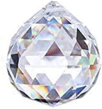Fengshui Clear Crystal Hanging Ball with Red Thread for Good Luck & Prosperity Suncatcher Home Decor/Gifting -1pc