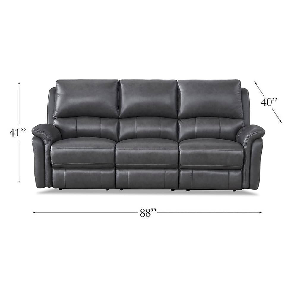 Erindale Zero Gravity Power Reclining Top Grain Leather Sofa Couch, Quartz Gray, Memory Foam, Pocket Coils and
