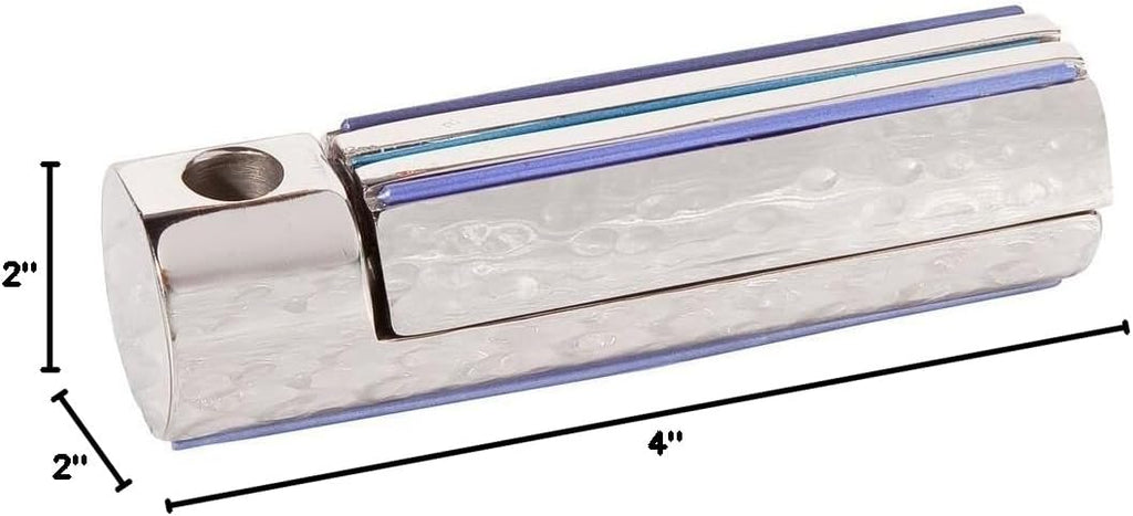 Folding Travel Hanukkah Chanukah Hammered Metal Shades of Blue (HTM-2)