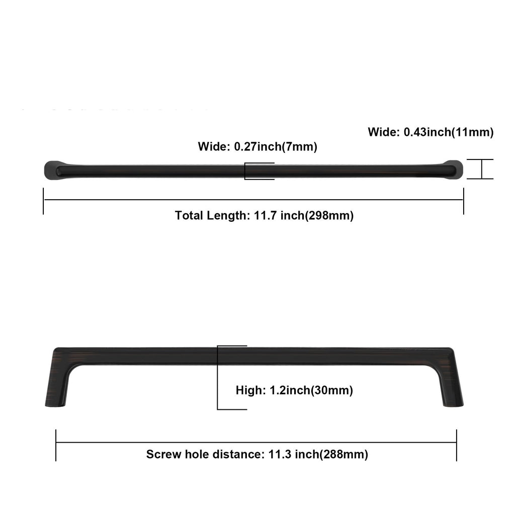 6 Pack 11.3 Inch(288mm) Oil Rubbed Bronze Cabinet Pulls Cabinet Handles Cupboard Handles Kitchen Cabinet Hardware for