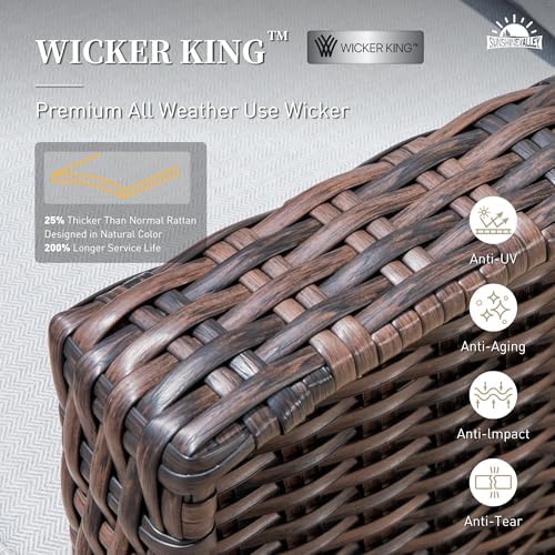 Wicker Outdoor Patio Furniture Set - Swivel | Grey with Thick Cushions for Backyard, Garden & Porch