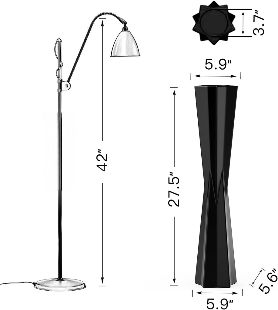 Black Star Floor Vase, 27.5" Tall Modern Tapered Vases for Pampas Grass, Feathers, Dried Flowers, Large Home Decor