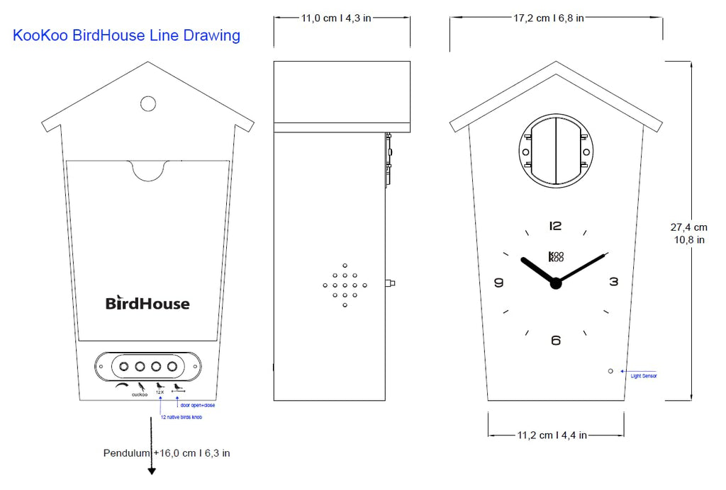 Birdhouse Copper Limited Edition, Modern Design Cuckoo Clock with 12 Natural Bird Voices or Cuckoo Call