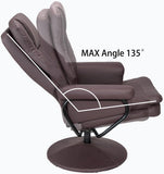 Modern Reclining Swivel Lounge Chair and Ottoman — Brown Leather