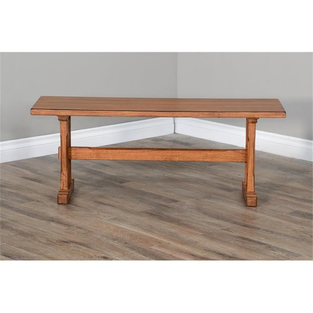 Sedona 18.5" Farmhouse Mindi Wood Nook Side Bench in Rustic Oak