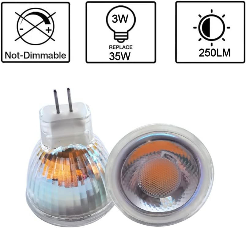 MR11 nimi spot Light gu5.3 Base 130V 120V 3W 3000K LED Bulb Replace 20w 35W Halogen Bulb (4pcs 110-130V 3000K Bulbs)