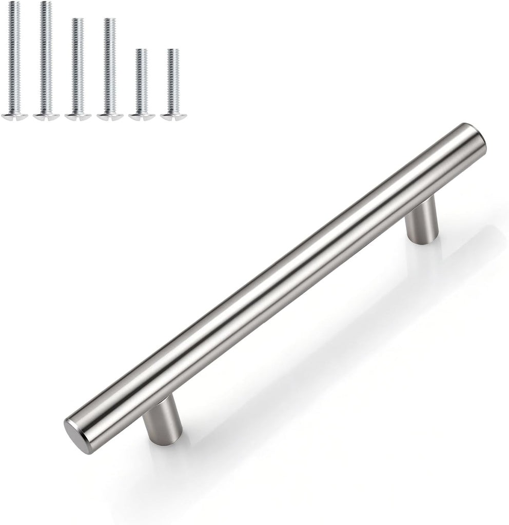30 Pack 4" (102mm) Hole Center Cabinet Pulls, Satin Nickel Kitchen Cabinet Handles, Stainless Steel Drawer Pulls, Euro