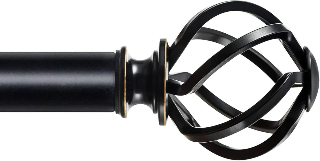 Black Curtain Rods for Windows 72 to 144 Inch, Long Drapery Rods | 1 Inch Heavy Duty, Single Curtain Pole, Easy Wall