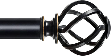 Black Curtain Rods for Windows 72 to 144 Inch, Long Drapery Rods | 1 Inch Heavy Duty, Single Curtain Pole, Easy Wall