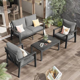 4-Piece Aluminum Outdoor Patio Furniture Set - Conversation | All-Weather Resistant for Backyard, Garden & Porch