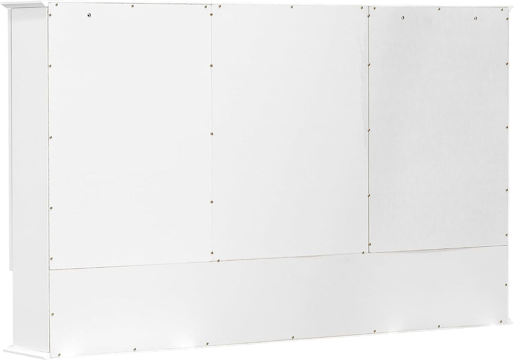 60" Wall-Mounted Bathroom Medicine Cabinet with Double Mirrored Doors, 2-in-1 Mirror & Storage Design Cabinet with