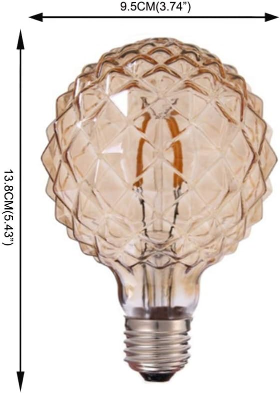3PACK LED Vintage Edison Bulb G30/G95 4W LED Light Filament Bulb, Large Globe Bulb, E26 Base, Warm White 2200K