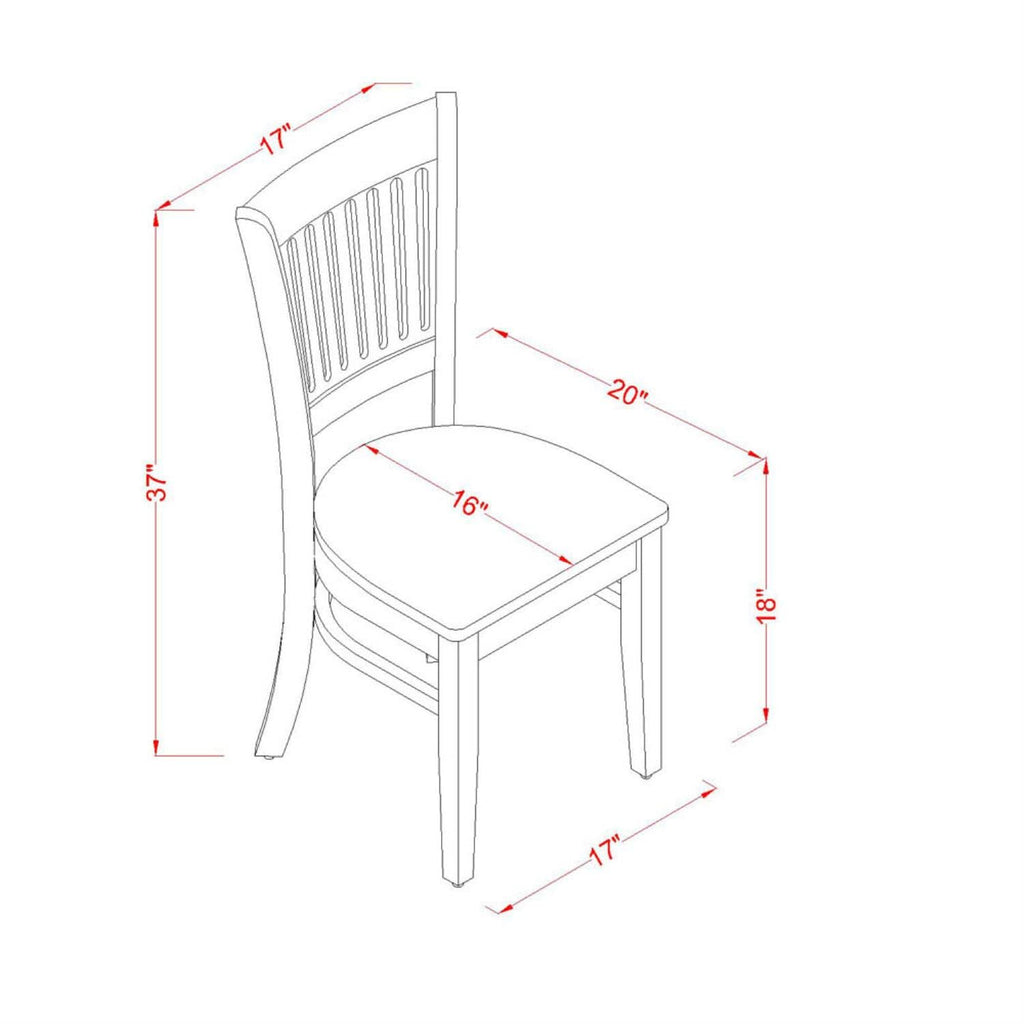 West Furniture VAC-LWH-W Vancouver - Slat Back Wood Seat Kitchen Chairs, Set of 2, Linen White