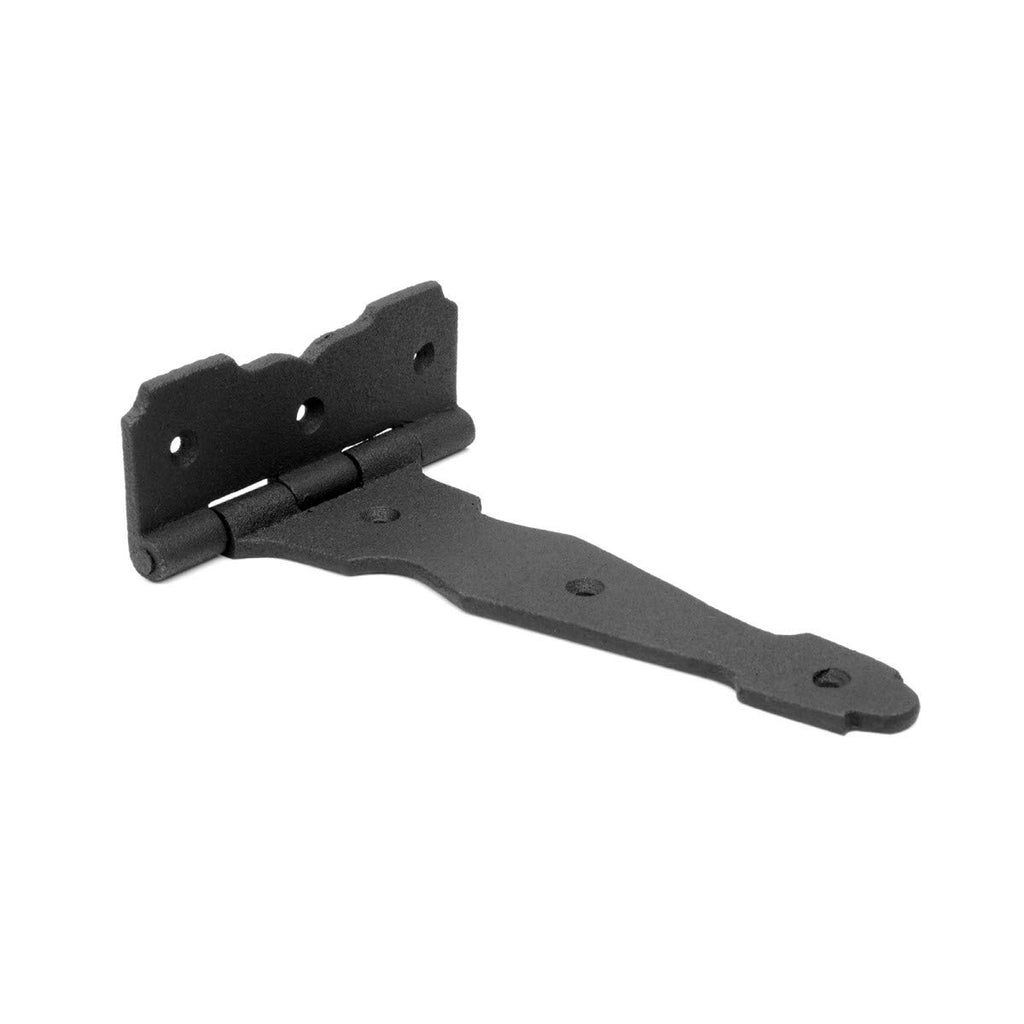 T Strap Gate Hinges with Hardware 6 1/2 in. Black Rust Resistant Cast Iron Flush Mount Heavy Duty Gate Hinges