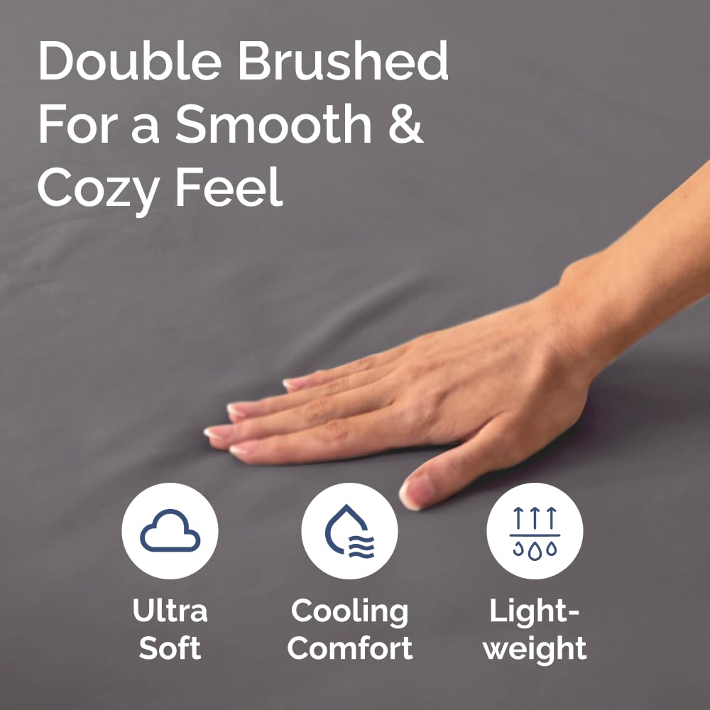Full Fitted Sheet - Single Fitted Sheet Only - Deep Pockets - Dark Grey