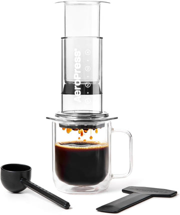 Clear Coffee Press, French Press, Pour-Over & Espresso Style | All-in-One Manual Coffee Maker, 2-Minute Brew, Less