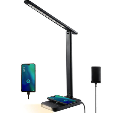 LED Desk Lamp with Fast Charger, USB Charging Port, Desk Light with 5 Brightness Levels, Touch Control, 30/60 min