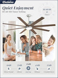 72" Ceiling Fan with LED Light and Remote - Silver Gray