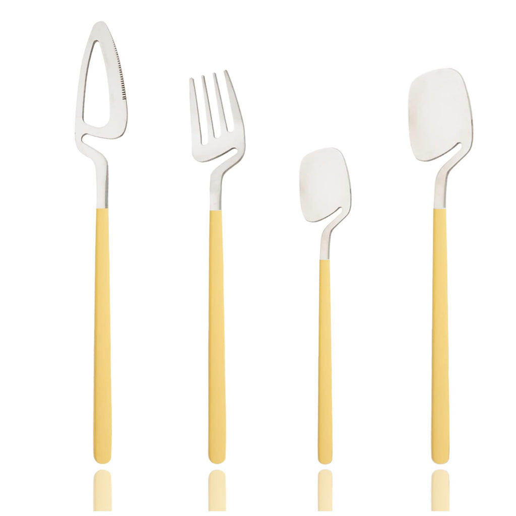 Hangable Silverware Set, Fresh Macaron Colors Flatware Cutlery Set Service for 2, Satin Finish 8 Piece Stainless