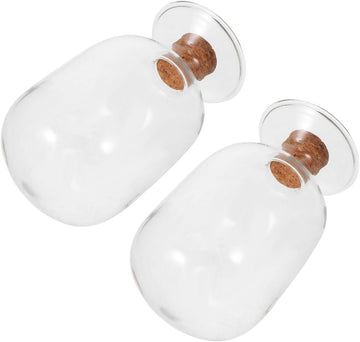 Glass Match Cloche Jar Vintage Inspired , with Cork Lid - Set of 2