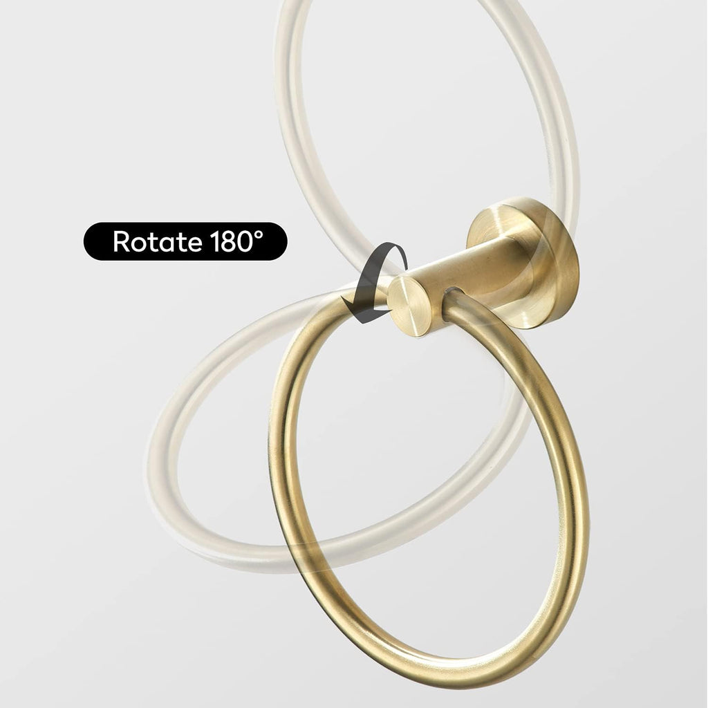 Brushed Gold Bathroom Hardware Set, Gold Toilet Paper Holder Towel Ring and 4 Robe Hooks Hand Towel Holder Bathroom