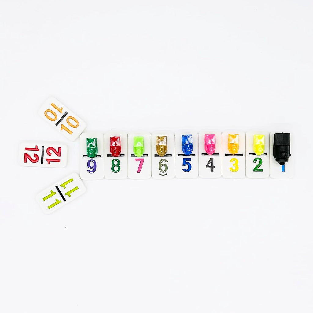 Mexican Train Dominoes with Numbers, Color Double 12 Numerical Domine Set for Adults and Family, Classic 91 Tiles