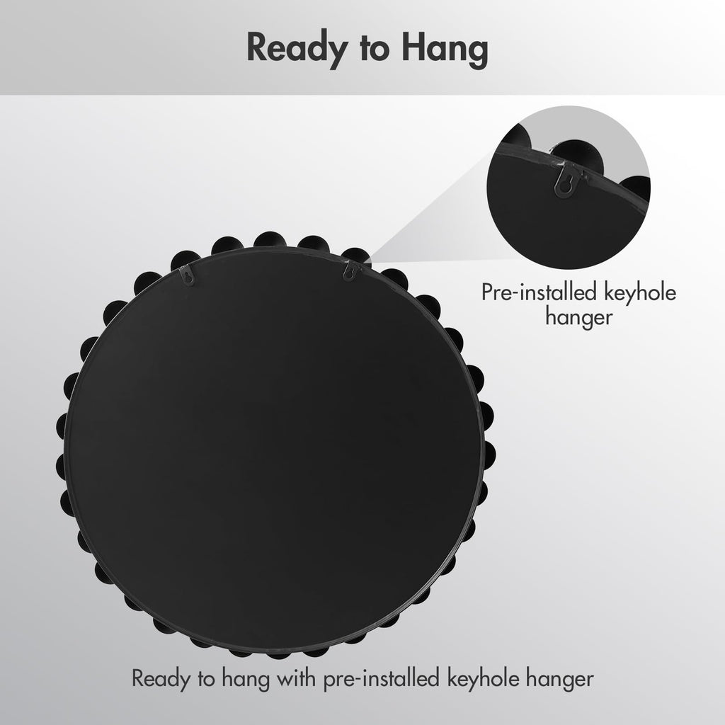 Park 36 inch Black Round Mirror, Round Mirrors for Wall Decor, Metal Frame Circle Mirror, Round Wall Metal Art Mirror