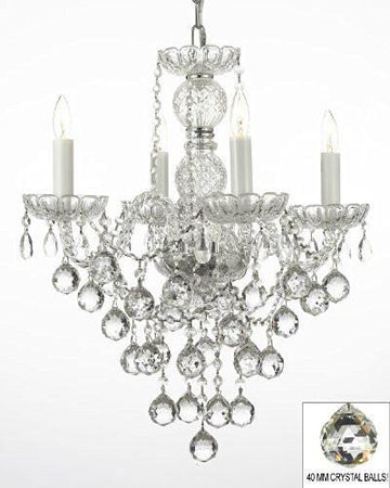 New Authentic All Crystal Chandelier Lighting W/ 40Mm Crystal Balls H22" X W17" - J10-B6/3/26098/4