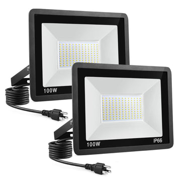 LED Flood Light Outdoor, 2Pack Super Bright, IP66 Waterproof Outside Work Lights, 6500K Daylight White
