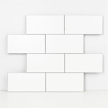 10- Sheet Polished White Peel and Stick Backsplash, 12''Luxury PVC Ceramic Look Self Stick Subway , Waterproof Peel