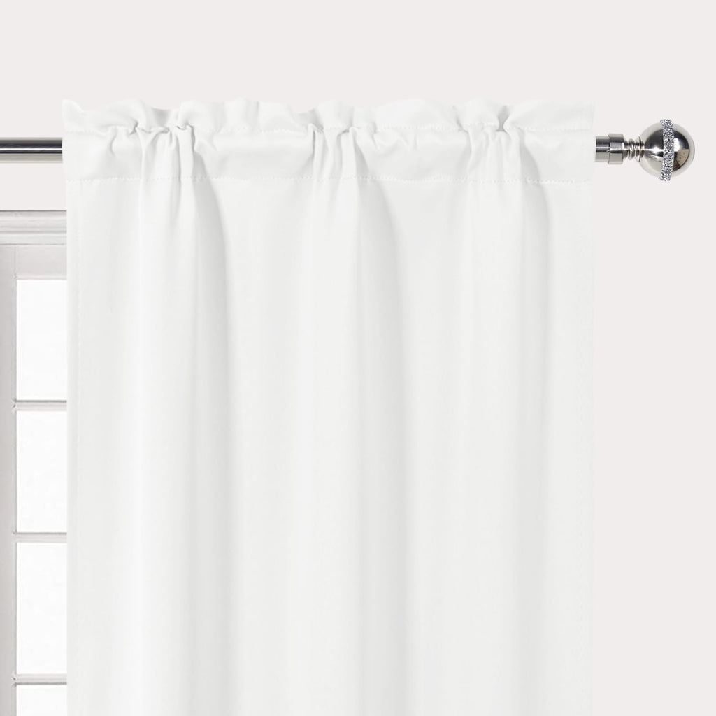 White Rod Pocket Valance for Windows 36 x 16 Inch, 1 Panel
