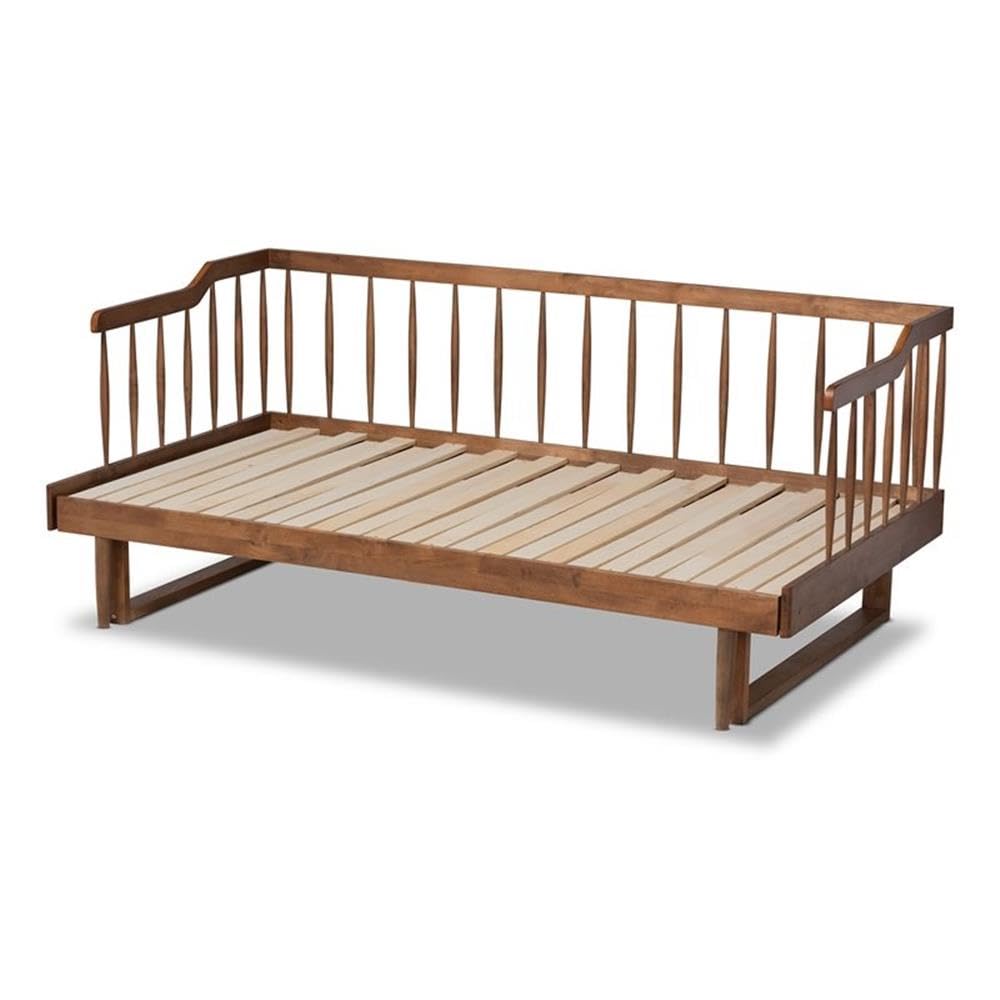 Muriel Walnut Wood Expandable Twin to King Size Spindle Daybed