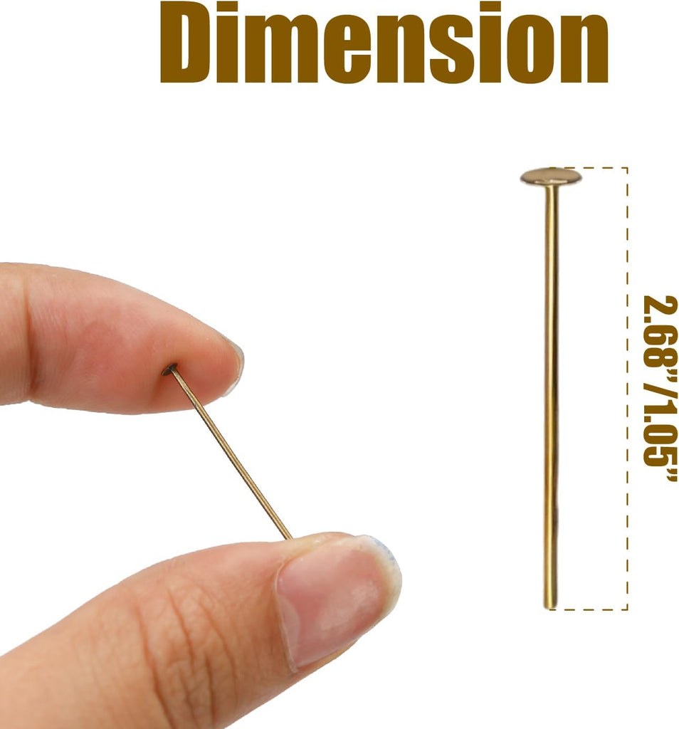 100pcs 1"/ 26mm Antique Chandelier Pins, Flat Head Pin Replacement Parts Crystal Hooks Straight Pins to Hanging Prism