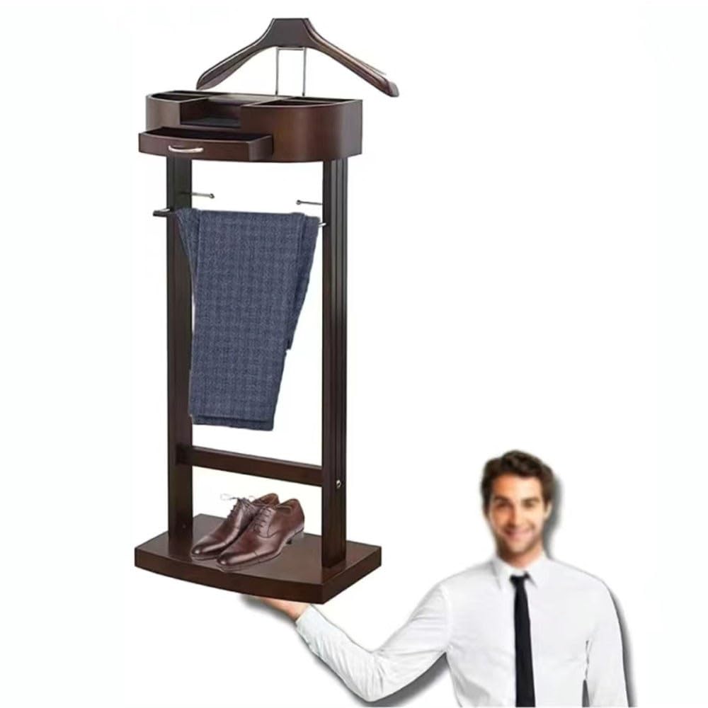 Suit Stands Butler Clothing Racks Wood Suit Valet Stand Clothes Rack with Base Floor Standing Suit Hanger Rack with