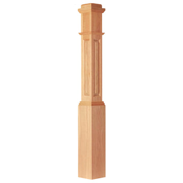 Box Newel Post 6.25" Raised Panel, Red Oak