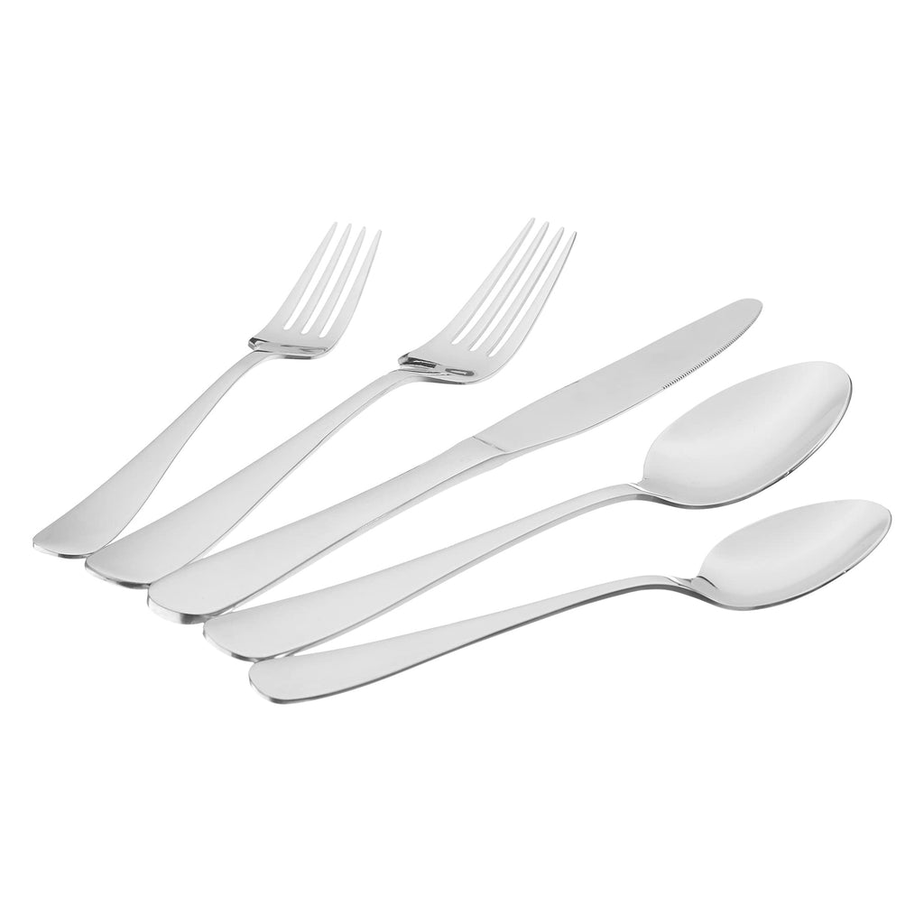 Silverware Set, Stainless Steel Flatware, Dishwasher Safe, Service for 4, 20-Piece Forks and Spoons, Round Edge