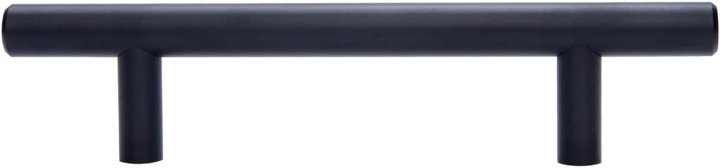 Euro Bar Cabinet Handles, Drawer Pulls, 5.38-inch Length, 3-inch Hole Center, 1/2-inch Diameter, Matte Black, 10-Pack