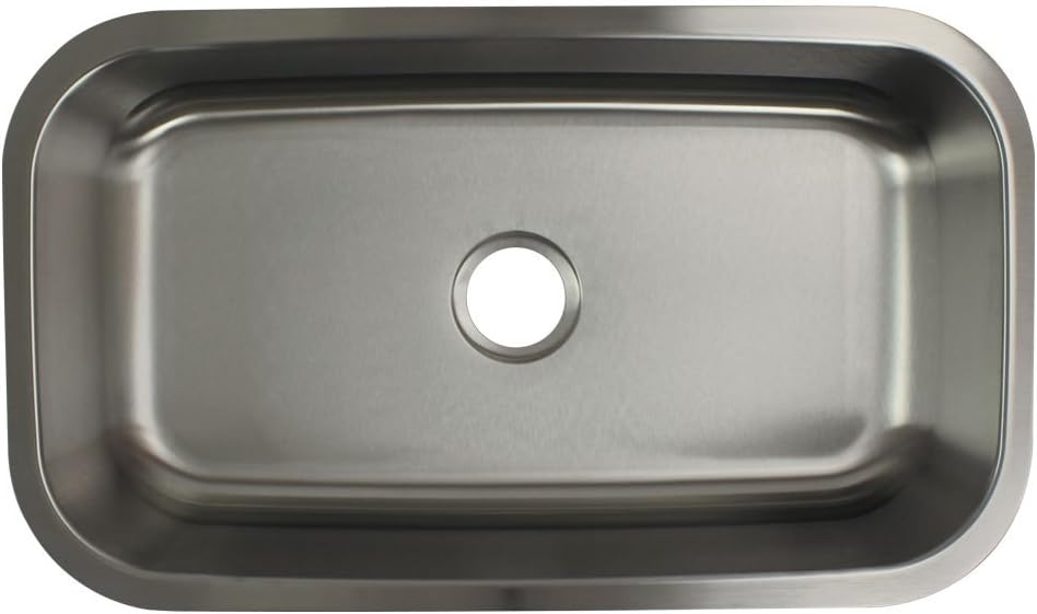 MUSS32189 Meridian Undermount Single Bowl 16-Gauge Stainless Steel Kitchen Sink, 32-in x 18-in x 9-in, Brushed Finish