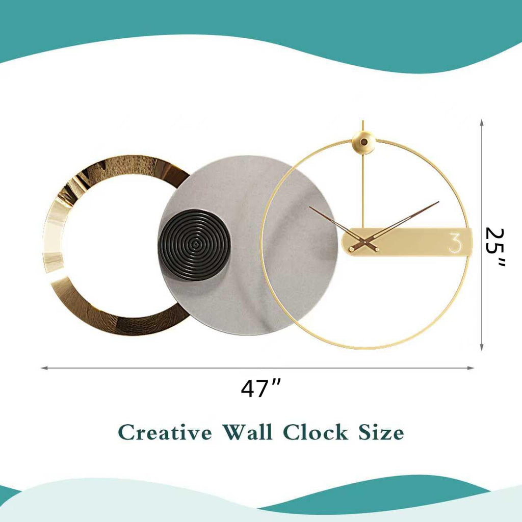 Oversized Wall Clock, Large Modern Nordic Metal, Silent Movement Wall Clocks Battery Operated, Mid-Century Modern Home