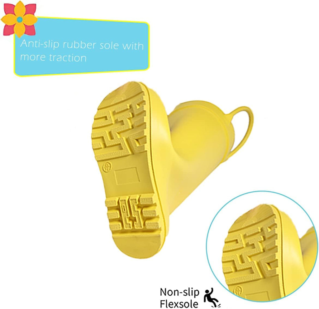 Kids Rain Boots, Toddler Rain Boots Waterproof Rubber Kids Rain Boots for Girls and Boys with Fun Patterns