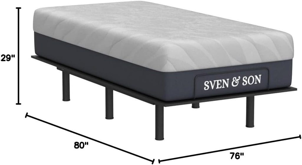 Essential Adjustable Bed Base (Frame) + 14 inch Hybrid Spring Matt (Medium Soft), Easy Assembly, Head and Foot Lift